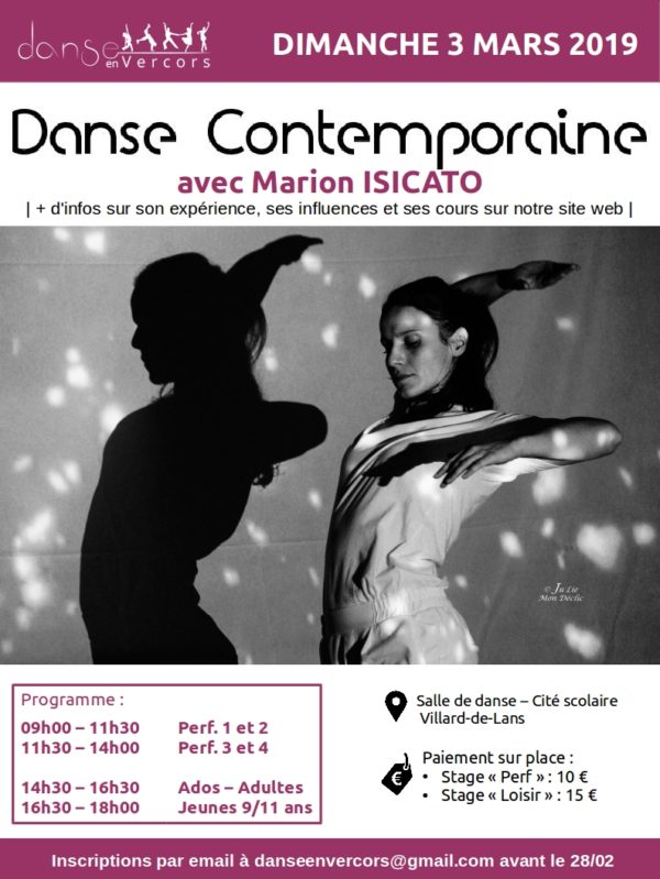 Stage Danse Contemporaine par Marion ISICATO à Lans-en-Vercors