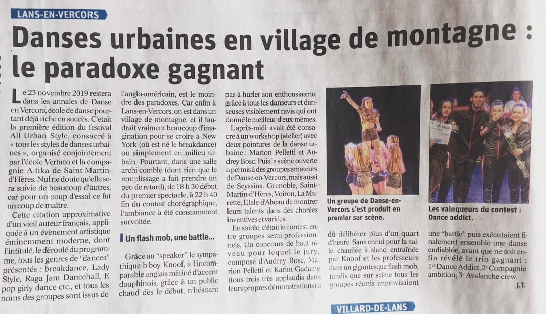 article du dauphiné libéré novembre 2019